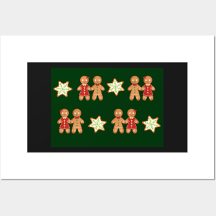 Festive gingerbread man and star cookies Posters and Art